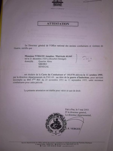 Le poignant message de Macoura, fils d’un tirailleur sénégalais 