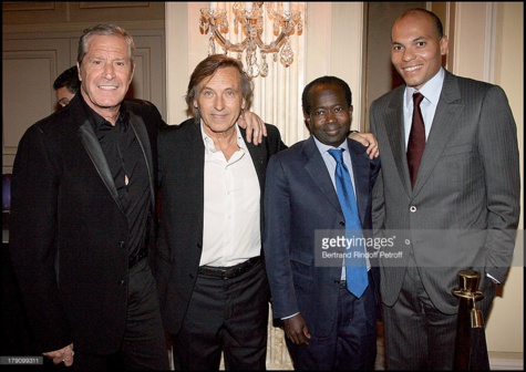 Jean Claude Darmon, Alexandre Arcady, Diagna Ndiaye et Karim Wade lors de la Premiere Party For 'Africa 24'. (Photo par Bertrand Rndoff Petroff/Getty Images)