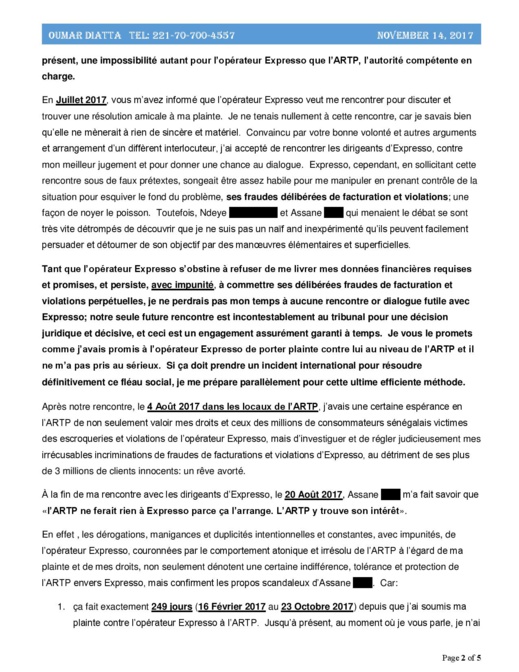 L'Artp a-t-elle des raisons de protéger l'opérateur Expresso ? ( Partie II)