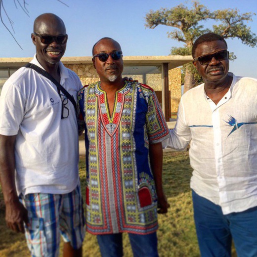 Yérim Sow au milieu avec les journalistes Cissé et Pape Diouf, ancien président de Marseille