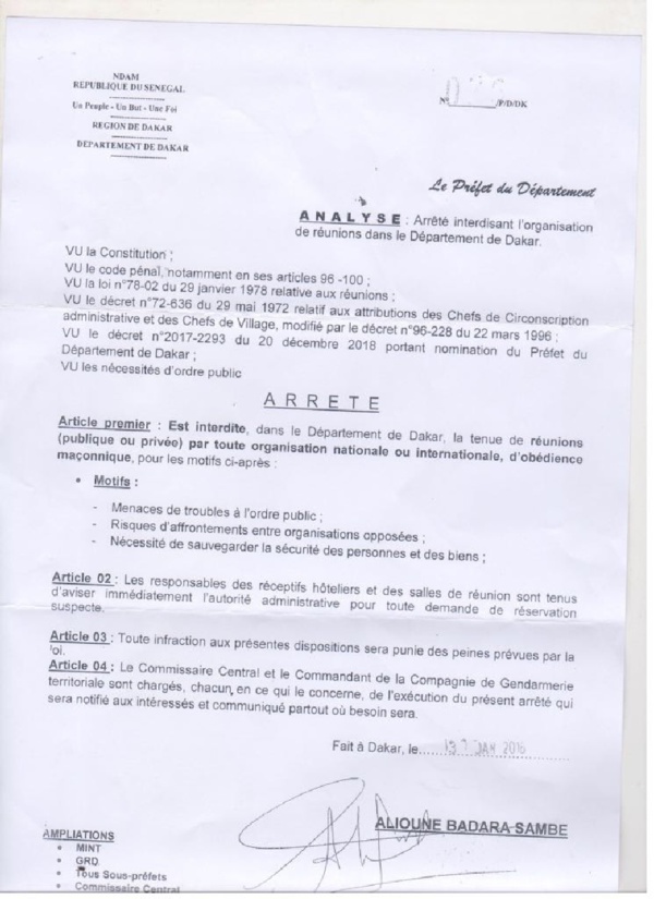 Les Francs-maçons peuvent désormais se rencontrer à Dakar