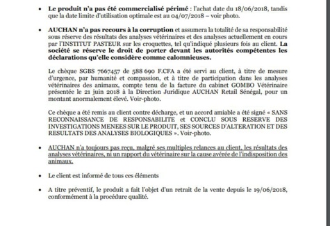  AUCHAN Retail Sénégal apporte la réplique suite aux accusations de vente de croquettes périmées pour chiens 