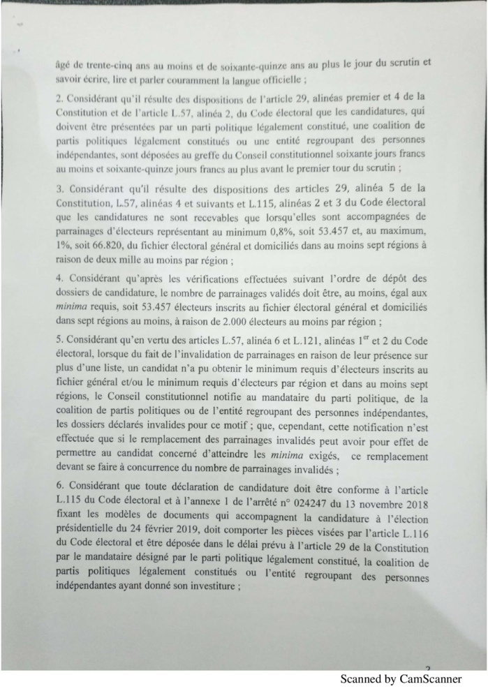 L'intégralité de la décision du Conseil constitutionnel à propos de la liste des candidats de la présidentielle 2019 (document)