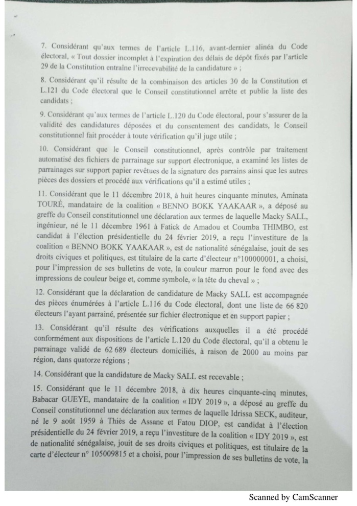 L'intégralité de la décision du Conseil constitutionnel à propos de la liste des candidats de la présidentielle 2019 (document)