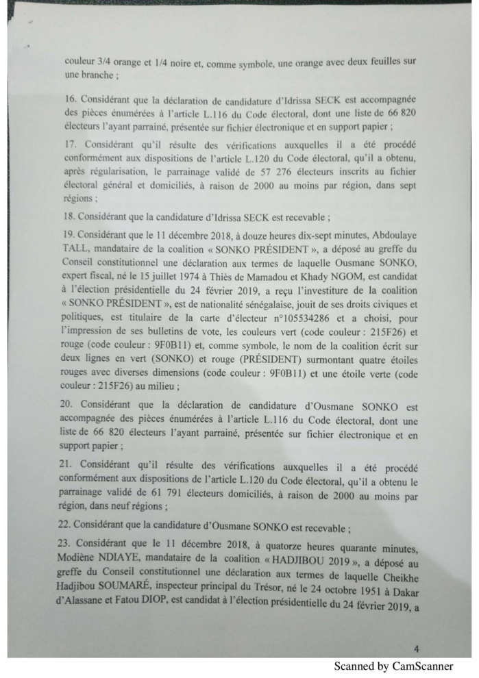 L'intégralité de la décision du Conseil constitutionnel à propos de la liste des candidats de la présidentielle 2019 (document)