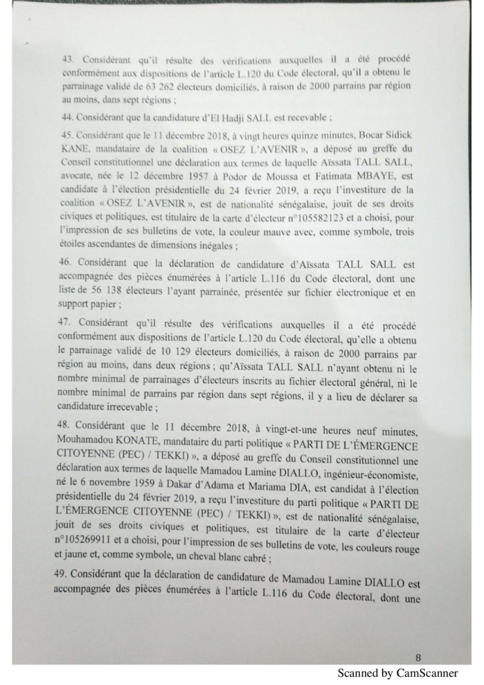 L'intégralité de la décision du Conseil constitutionnel à propos de la liste des candidats de la présidentielle 2019 (document)