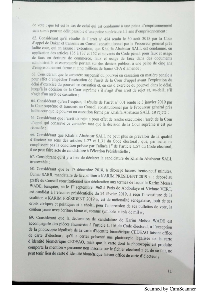 L'intégralité de la décision du Conseil constitutionnel à propos de la liste des candidats de la présidentielle 2019 (document)