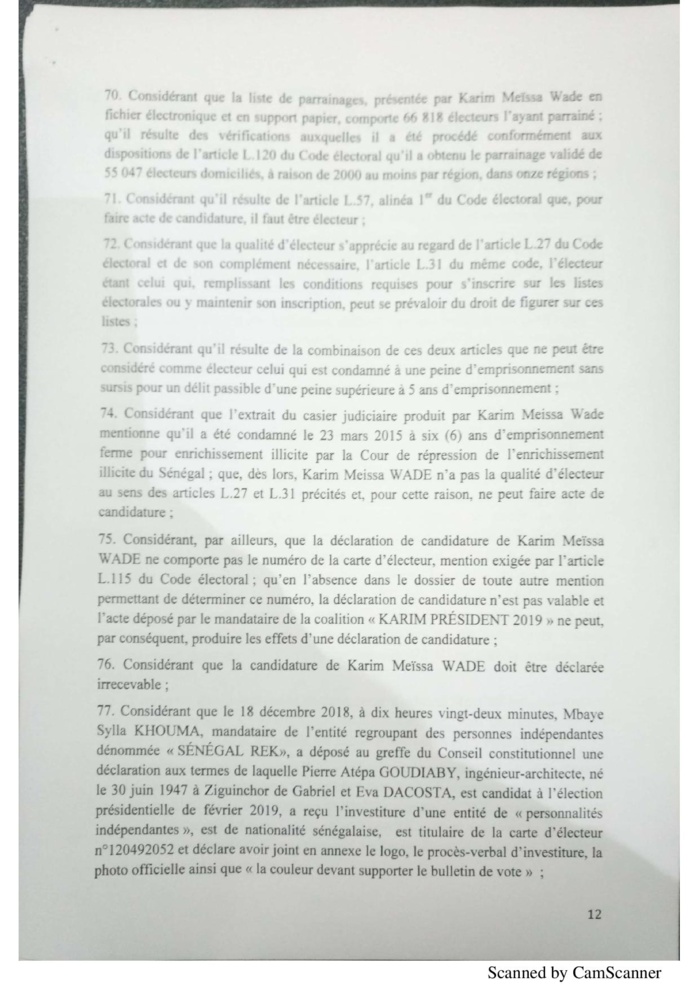 L'intégralité de la décision du Conseil constitutionnel à propos de la liste des candidats de la présidentielle 2019 (document)