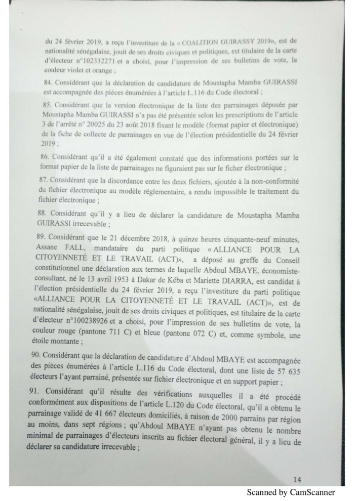 L'intégralité de la décision du Conseil constitutionnel à propos de la liste des candidats de la présidentielle 2019 (document)