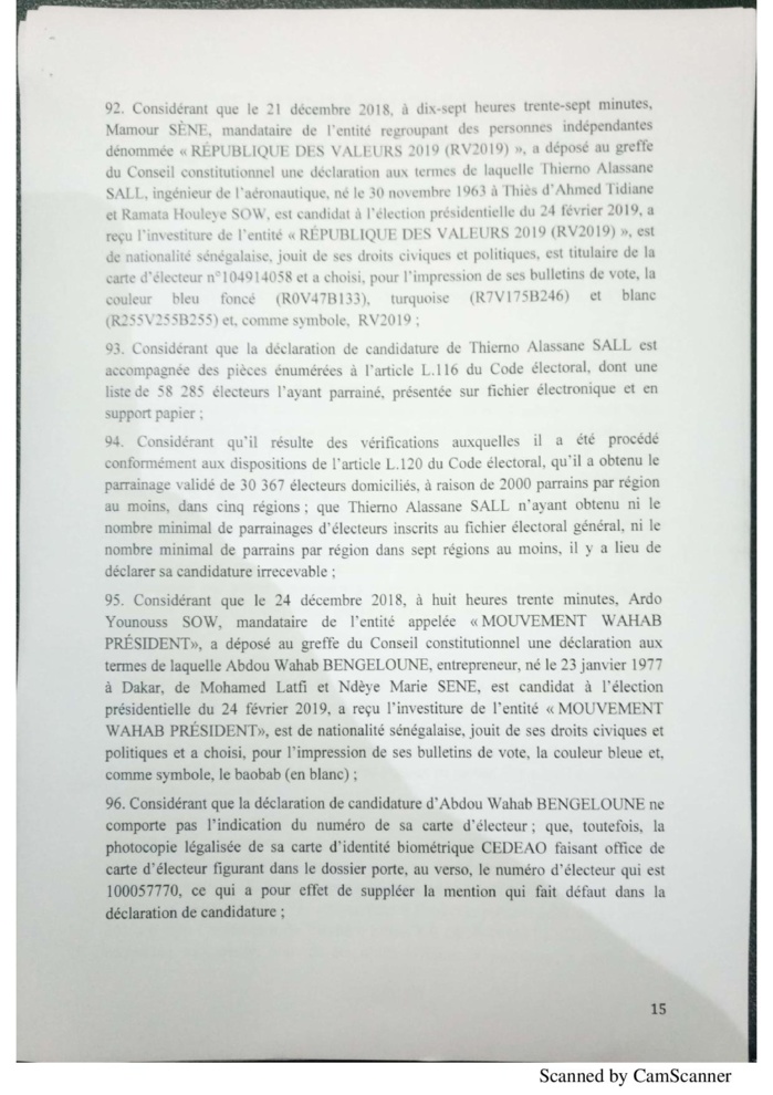 L'intégralité de la décision du Conseil constitutionnel à propos de la liste des candidats de la présidentielle 2019 (document)