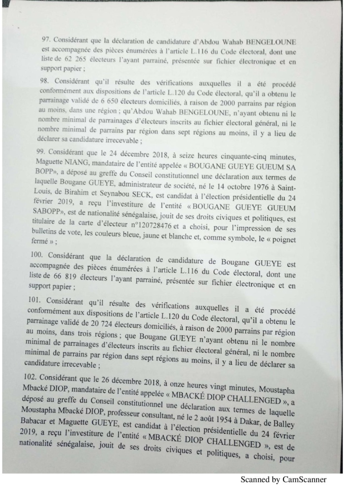 L'intégralité de la décision du Conseil constitutionnel à propos de la liste des candidats de la présidentielle 2019 (document)