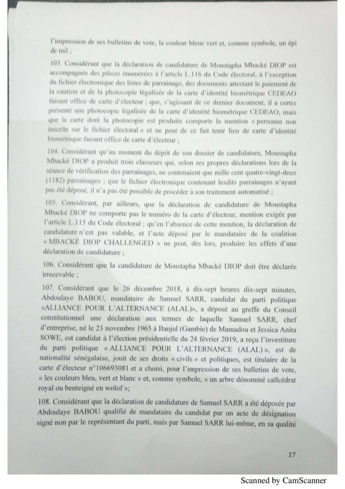 L'intégralité de la décision du Conseil constitutionnel à propos de la liste des candidats de la présidentielle 2019 (document)