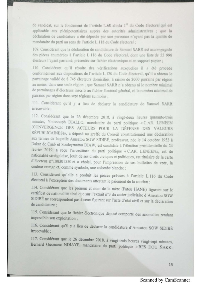 L'intégralité de la décision du Conseil constitutionnel à propos de la liste des candidats de la présidentielle 2019 (document)