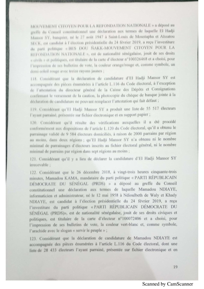 L'intégralité de la décision du Conseil constitutionnel à propos de la liste des candidats de la présidentielle 2019 (document)