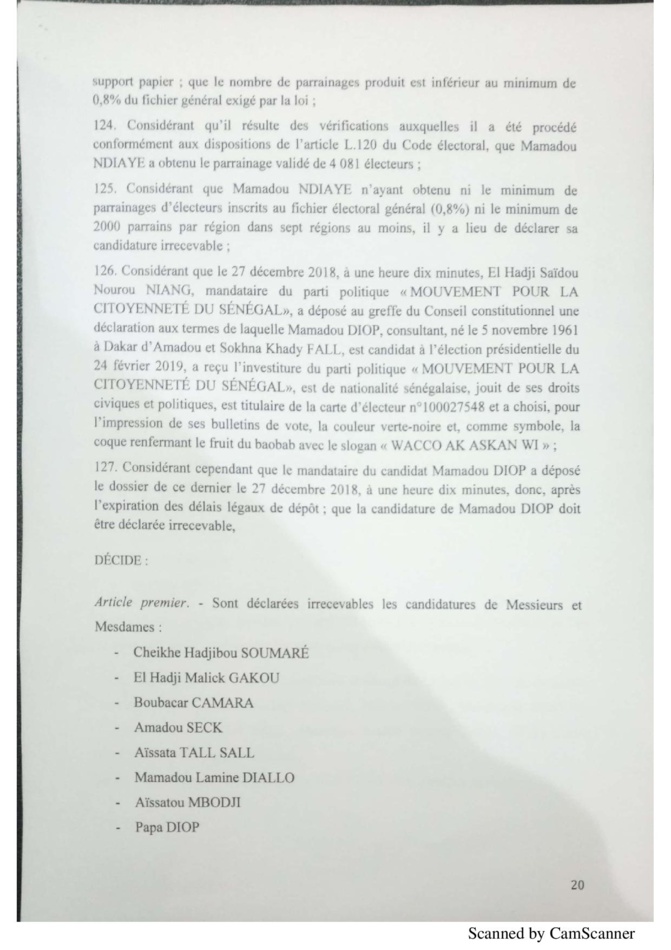 L'intégralité de la décision du Conseil constitutionnel à propos de la liste des candidats de la présidentielle 2019 (document)