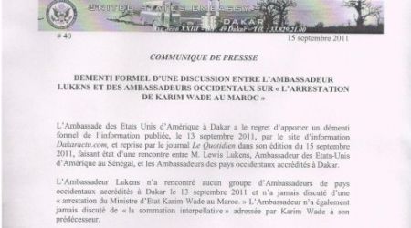 AFFAIRE DE DROGUE : Karim Wade pousse l’ambassadeur américain à démentir