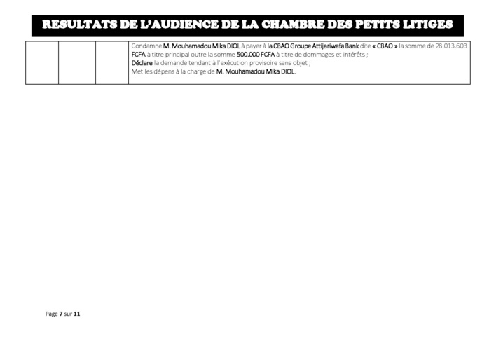 Tribunal du Commerce: Délibérés des Audiences du mardi 9 juillet 2019