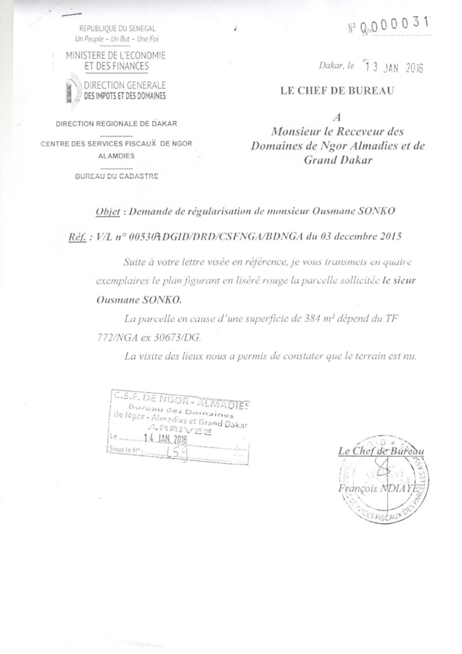 Demande de régularisation par voie de bail : Les parcelles du lotissement du CICES, 13 592 NGA (Ex TF 6226 DG), 772/NGA ex (30 673/DG) trahissent Ousmane Sonko