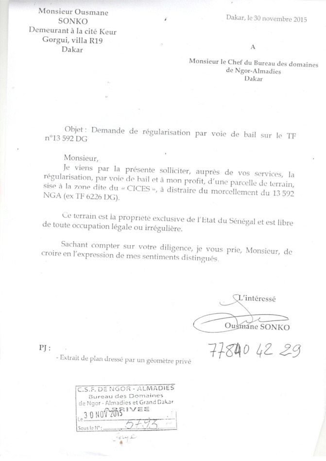 Demande de régularisation par voie de bail : Les parcelles du lotissement du CICES, 13 592 NGA (Ex TF 6226 DG), 772/NGA ex (30 673/DG) trahissent Ousmane Sonko