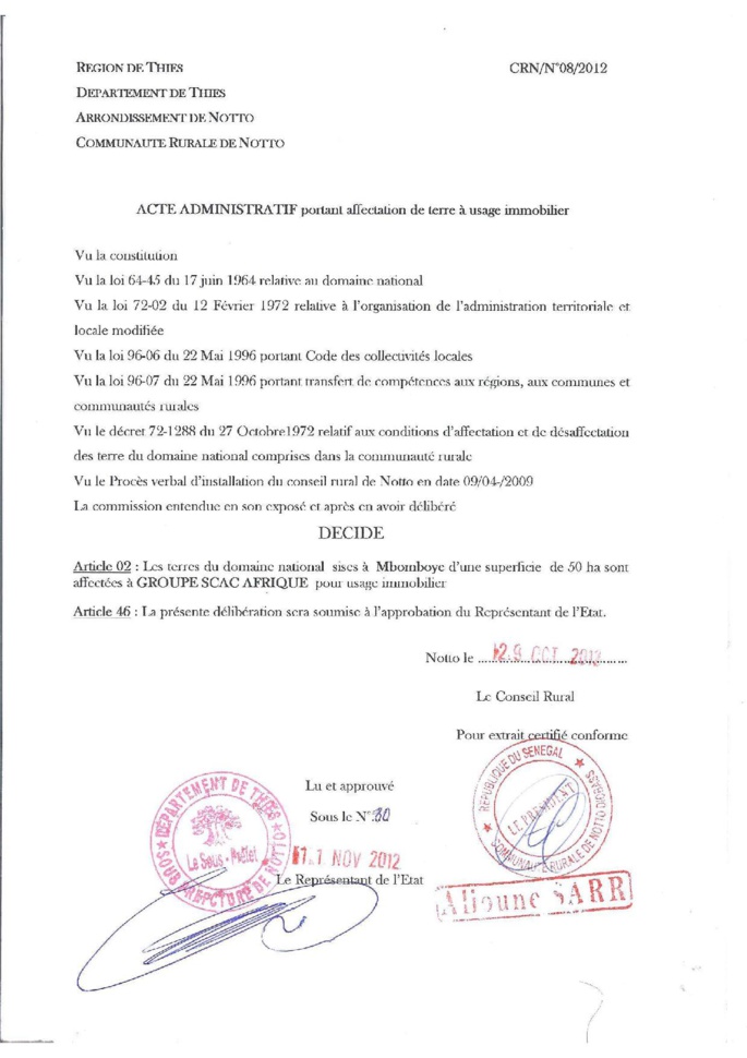 Foncier à Notto Diobass- Blocage de dossier, concurrence déloyale, iniquité de traitement, pratiques nébuleuses…: La démarche du Maire, Alioune Sarr, contestée