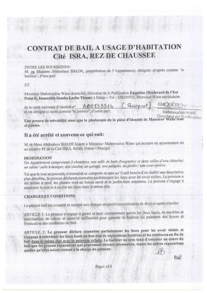 Logement de Mamaudou Wane à Hann Marinas par Matar Cissé : Ces documents qui démentent Adama Gaye