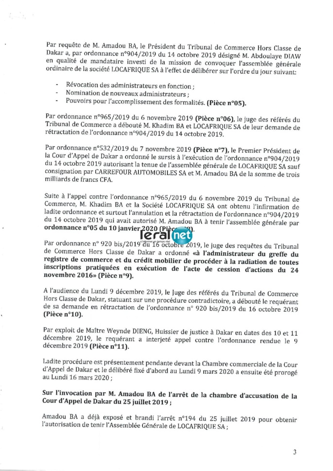 Gros scandale à la SAR entre le PCA, le DG et Amadou Bâ