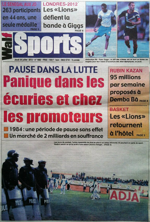 A la Une du Journal Walf Sport du 26 Juillet