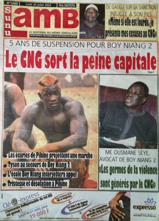 A la Une du Journal Sunu Lamb du 28 Juillet