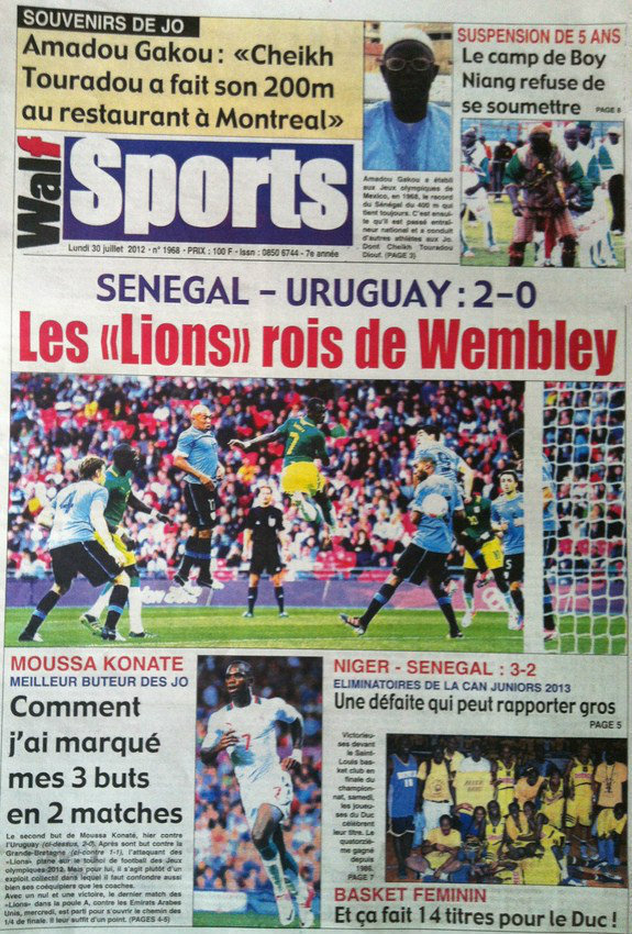 A la Une du Journal Walf Sports du 30 Juillet