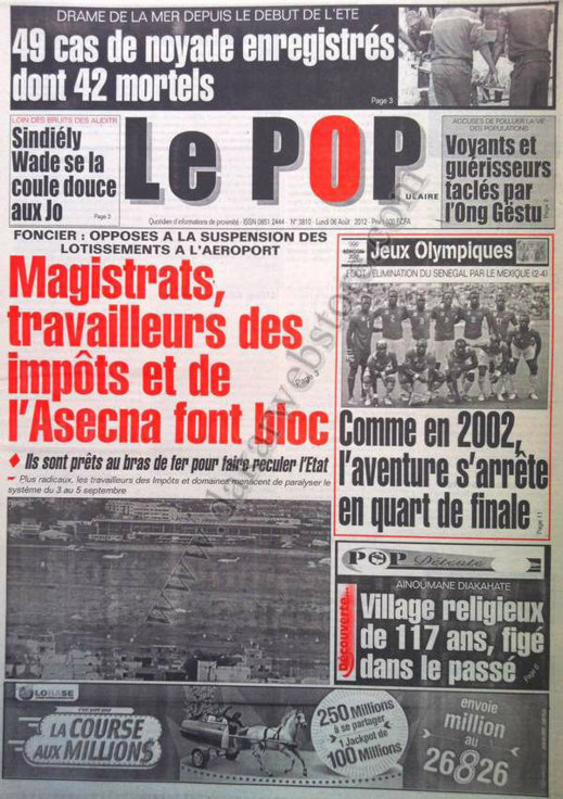 A la Une du Journal Le Populaire du 06 Août