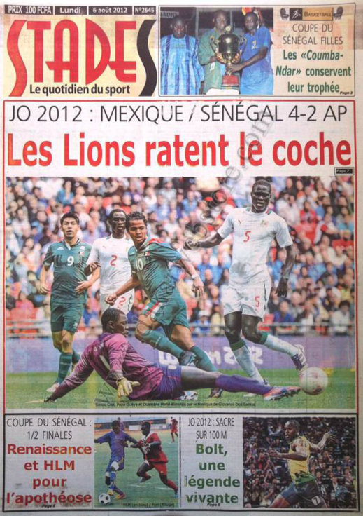 A la Une du Journal Stades du 06 Août