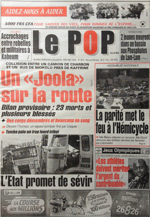 A la Une du Journal Le Populaire du 08 Août