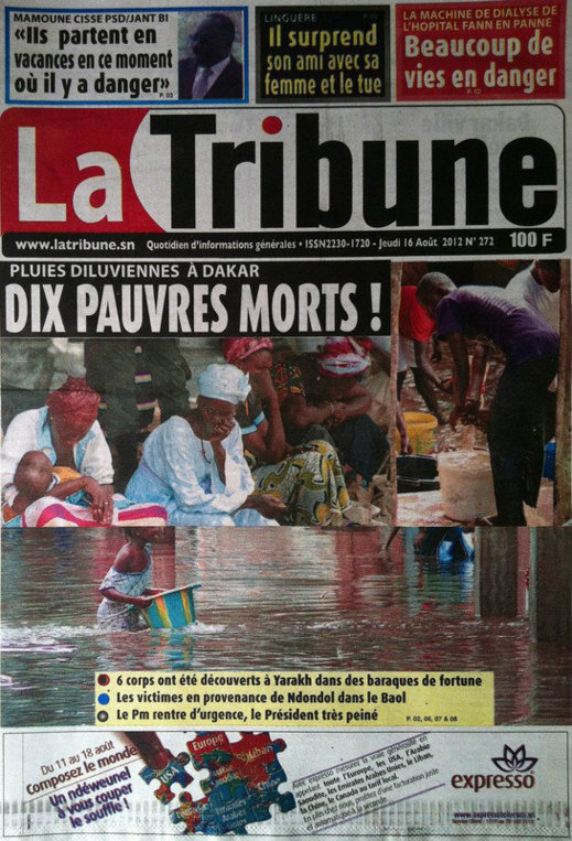 A la Une du Journal La Tribune du 16 Août