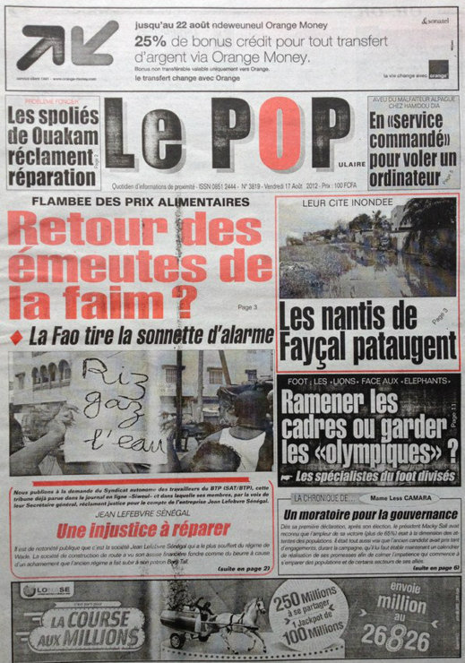 A la Une du Journal Le Populaire du 17 Août