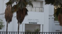 Le personnel  du Sénat devant les grilles du palais