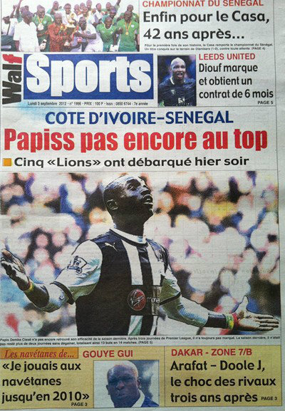 A la Une du Journal Walf Sports du 03 Septembre