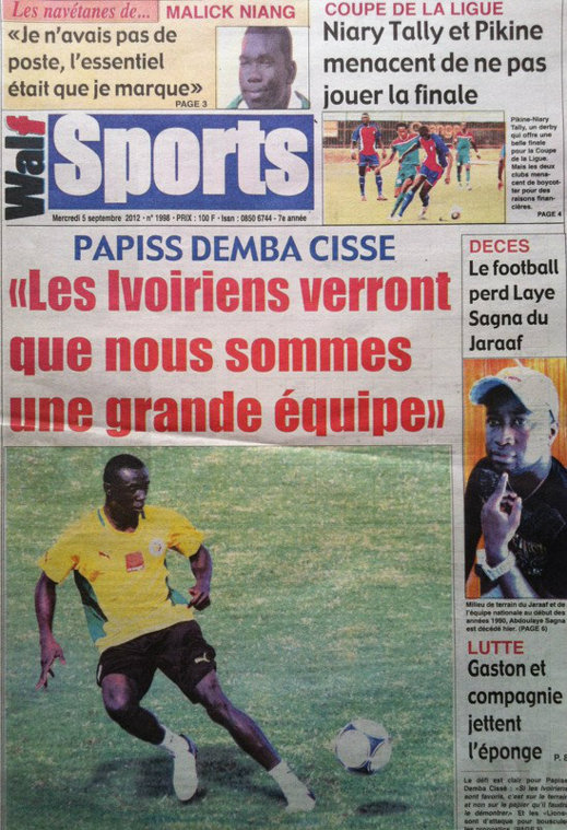 A la Une du Journal Walf Sports du 05 Septembre 