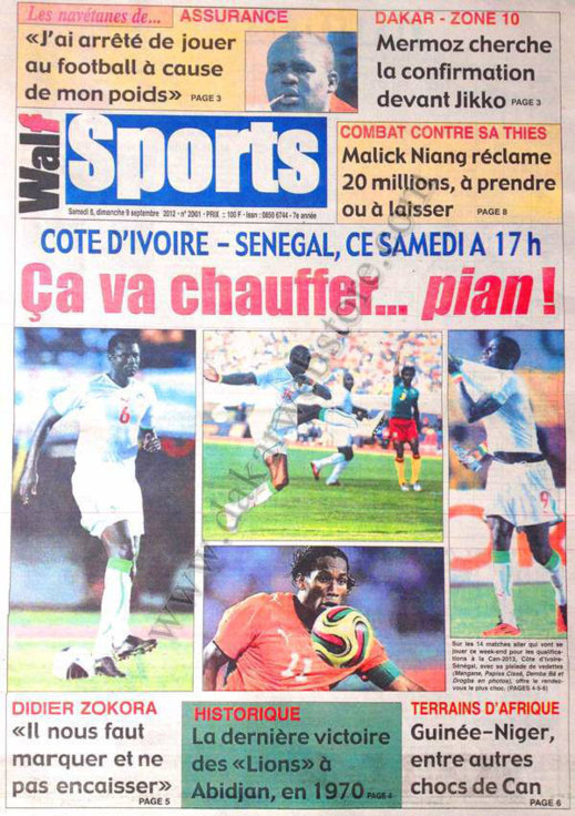 A la Une du Journal Walf Sports du 08 Septembre 