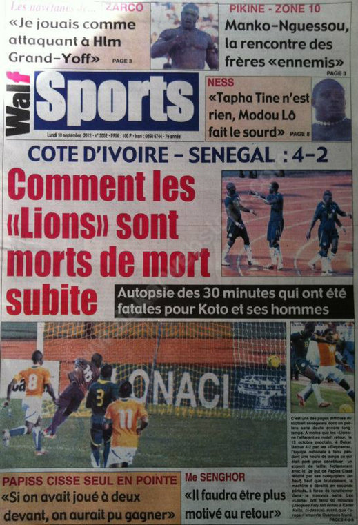 A la Une du Journal Walf Sports du 10 Septembre 