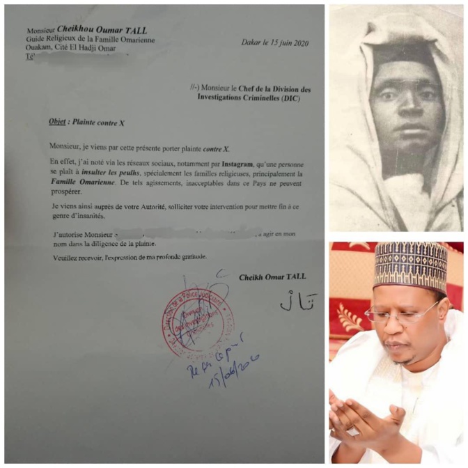 Insultes envers la famille Omarienne: Thierno Cheikhou Oumar Bachir Tall porte plainte contre X