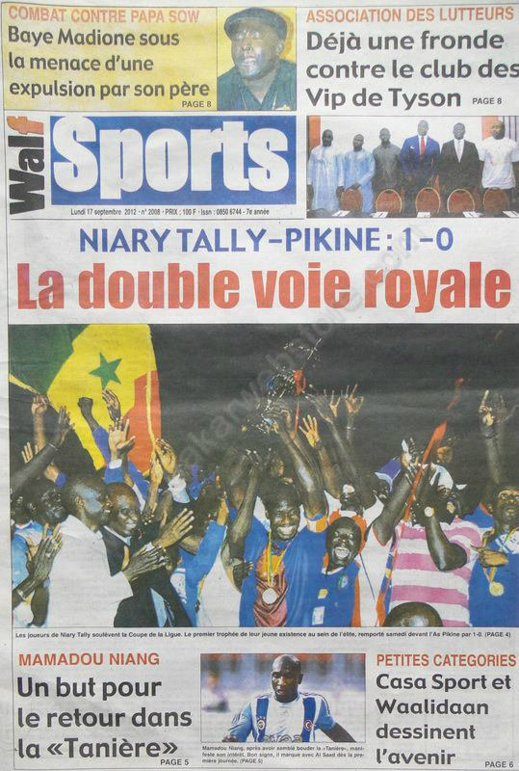 A la Une du Journal Walf Sports du 17 Septembre 