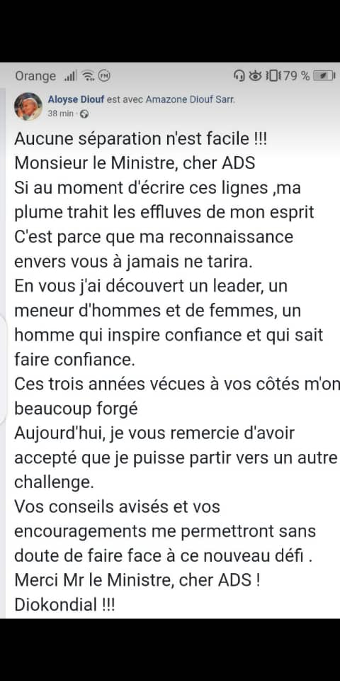 Ministère de la Santé: Dr. Aloyse Diouf démissionne