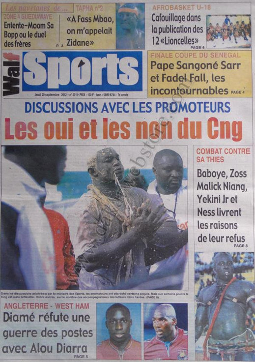 A la Une du Journal Walf Sports du 20 Septembre 