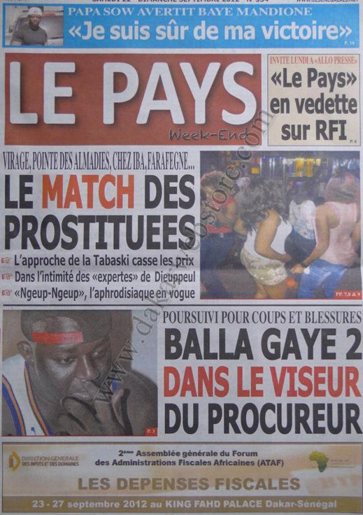 A la une du Journal le Pays du 22 Sept