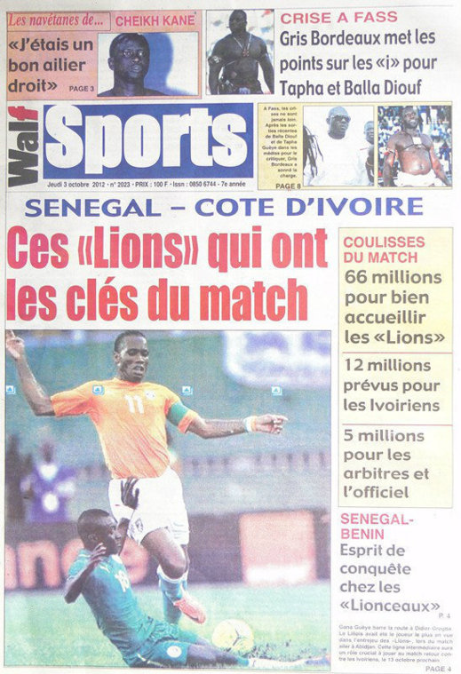 A la Une du Journal Walf Sports du 04 Octobre 