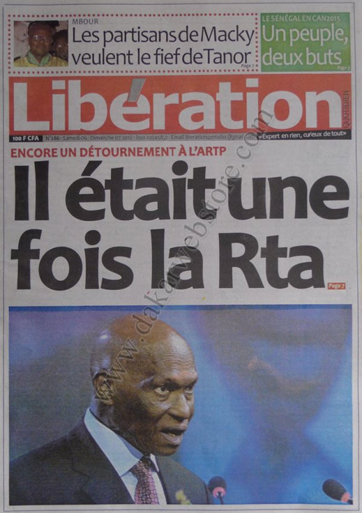 A la Une du Journal Libération du 06 Octobre 