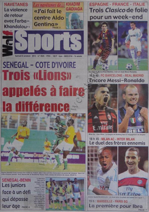 A la Une du Journal Walf Sports du 06 Octobre 