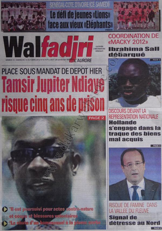 A la Une du Journal Walfadjri du 13 Octobre 