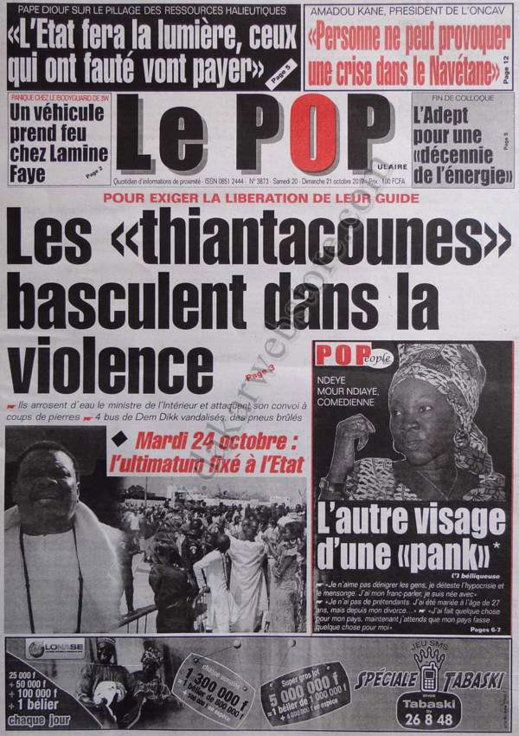 A la Une du Journal Le Populaire du 20 Octobre 