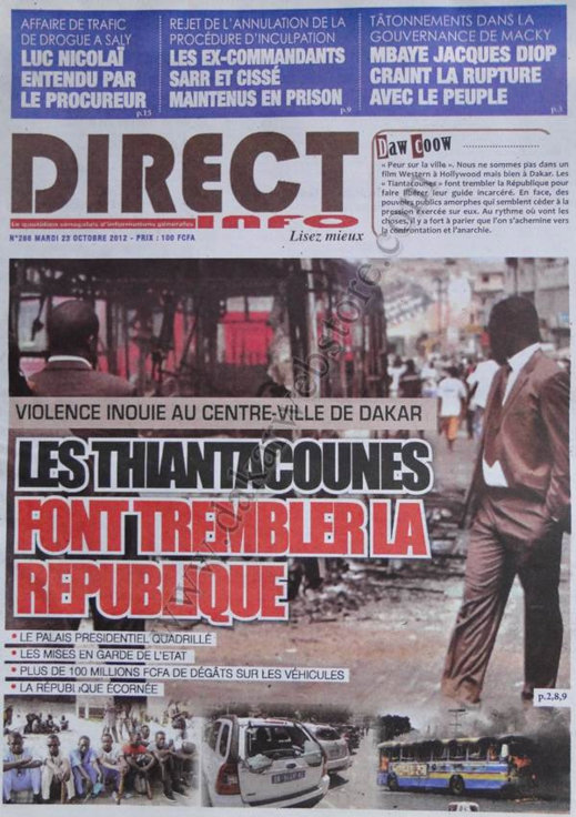 A la Une du Journal Direct Info du 23 Octobre 